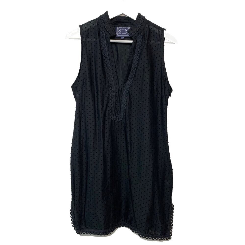 Sail to Sable Classic Tunic Dress Swiss Dot Black Mini Sleeveless Cotton 2